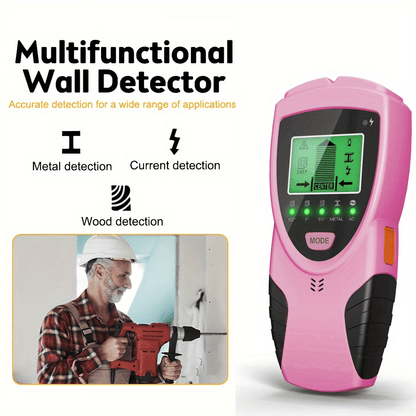 Pink 5 In 1 Stud Detector With Intelligent Microprocessor Chip And HD LCD Display