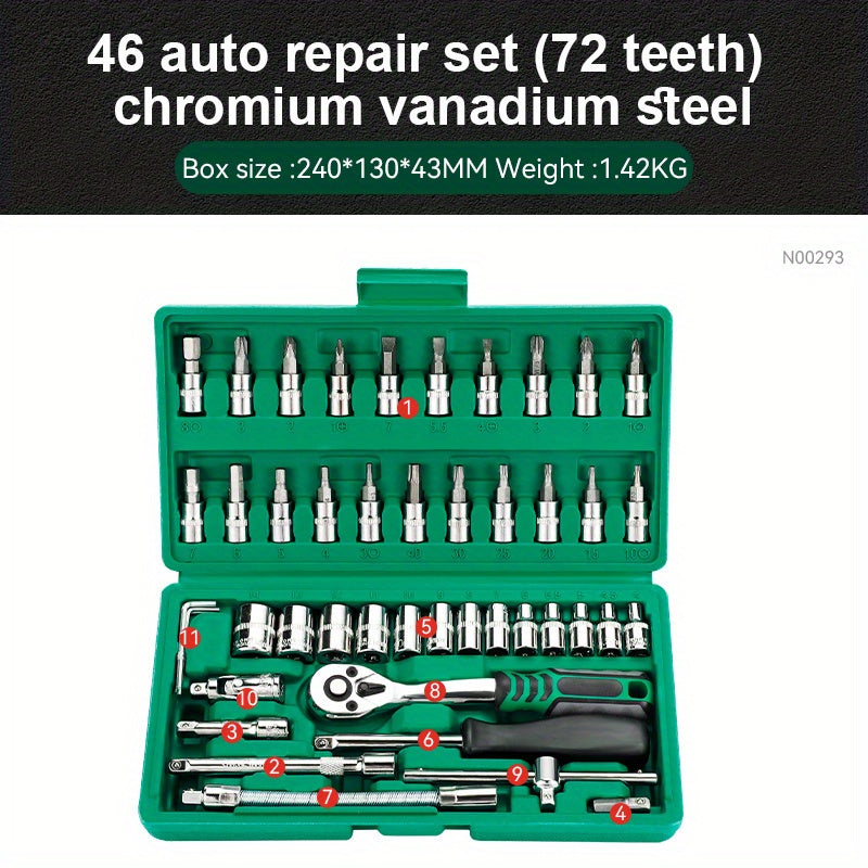 46pcs 1/4" Drive Wrench & Ratchet Set