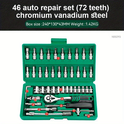 46pcs 1/4" Drive Wrench & Ratchet Set