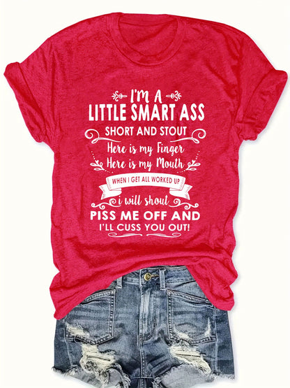 Women's "Little Smartass" Letter Print T-Shirt