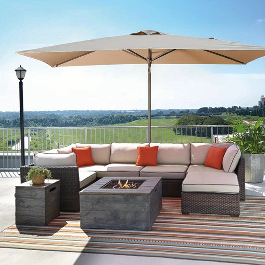 6.5 x 10 Ft Outdoor Rectangular Patio Umbrella