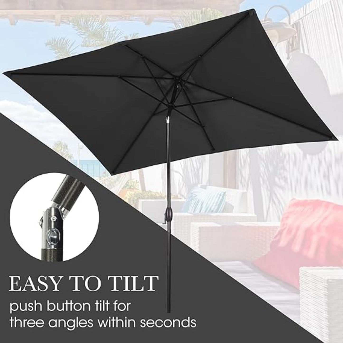 6.5 x 10 Ft Outdoor Rectangular Patio Umbrella