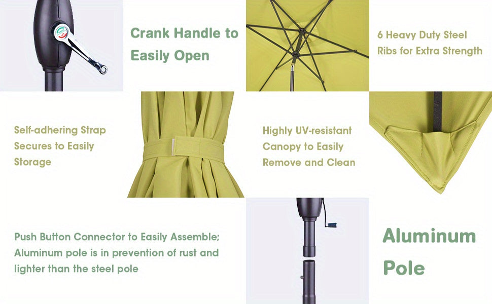 6.5 x 10 Ft Outdoor Rectangular Patio Umbrella