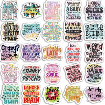 50-Pack Sarcastic PVC Stickers