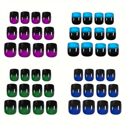 96pcs Short Square Glossy  Nails Set - Gradient Colors