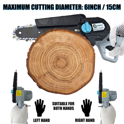 6-Inch Mini Cordless Chain Saw Kit with 2000mAh Rechargeable Battery