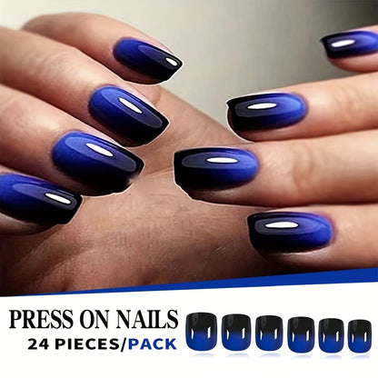 96pcs Short Square Glossy  Nails Set - Gradient Colors