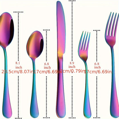 20pcs Set  Stainless Steel Tableware Set, Mirror Polished