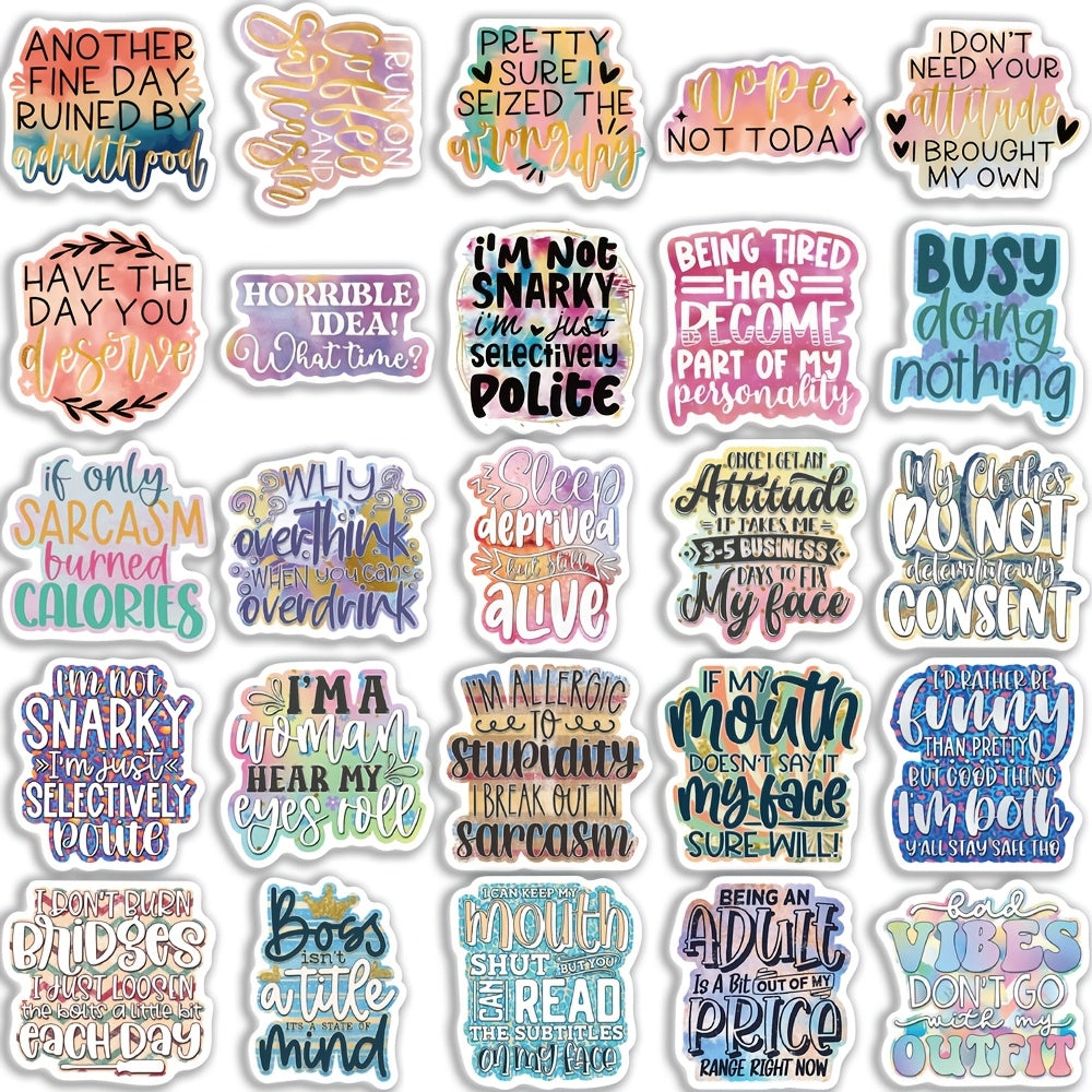 50-Pack Sarcastic PVC Stickers