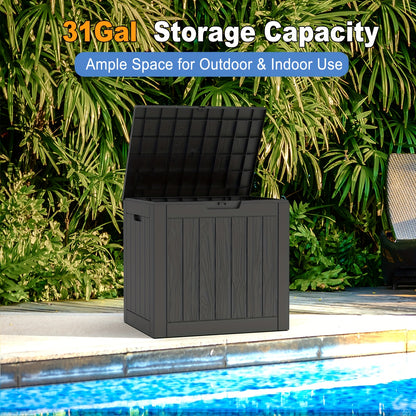 31 Gallon Weatherproof Resin Outdoor Storage Box with Lockable Lid