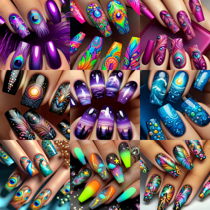 216pcs Vibrant  Nail Set