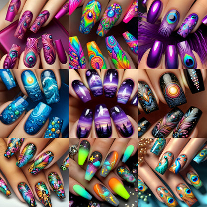 216pcs Vibrant  Nail Set