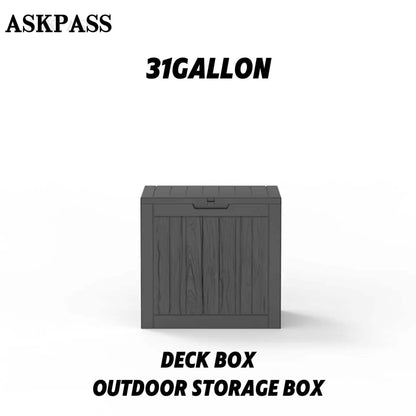 31 Gallon Weatherproof Resin Outdoor Storage Box with Lockable Lid