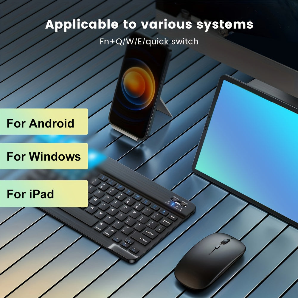 Portable Wireless Keyboard and Mouse Combo for iPad, Android, Samsung, Xiaomi Tablets