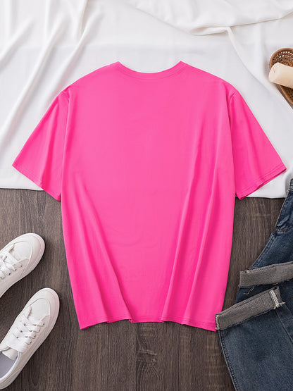 Gradient Hat Print Crew Neck T-shirt, Short Sleeve Casual Top For Summer & Spring, Women's Clothing