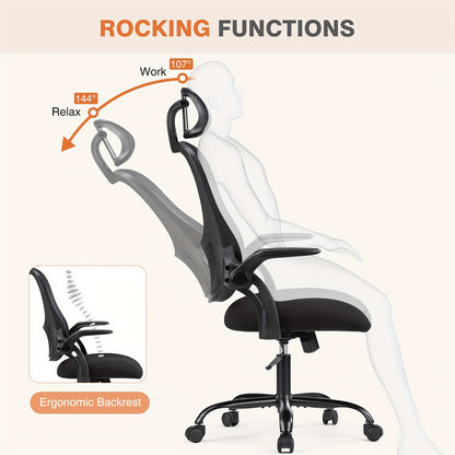 High-Back Mesh Office Chair with Adjustable Headrest