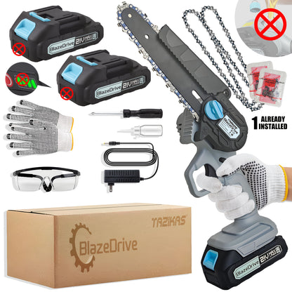 6-Inch Mini Cordless Chain Saw Kit with 2000mAh Rechargeable Battery