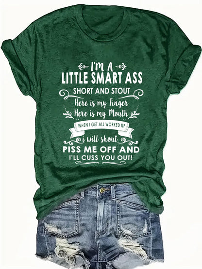 Women's "Little Smartass" Letter Print T-Shirt