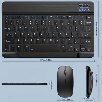 Portable Wireless Keyboard and Mouse Combo for iPad, Android, Samsung, Xiaomi Tablets