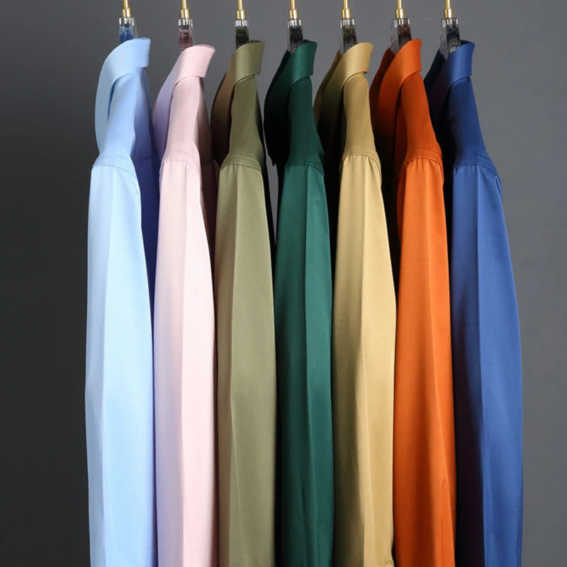 Men's Casual and Fashionable Long Sleeved Solid Color Shirt