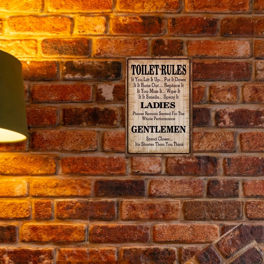 Vintage Plaque Iron  Bathroom Rules