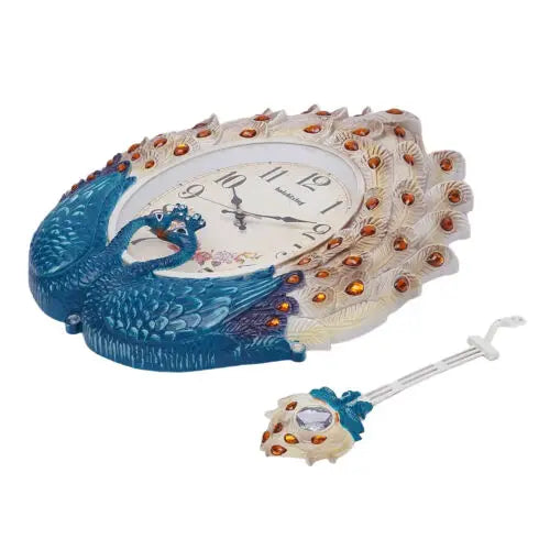 Peacock Wall Clock Large Watch Peacock Clock Decor Battery Powered Living Room