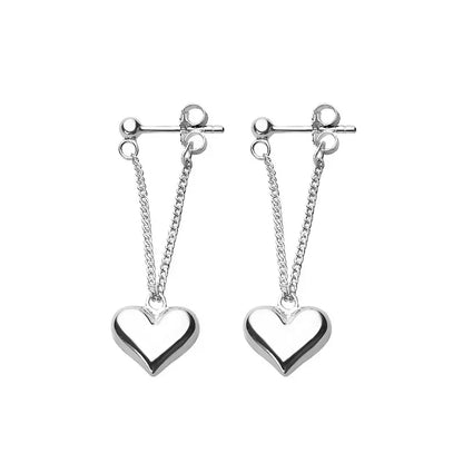 Sterling Silver Heart Chain Earring