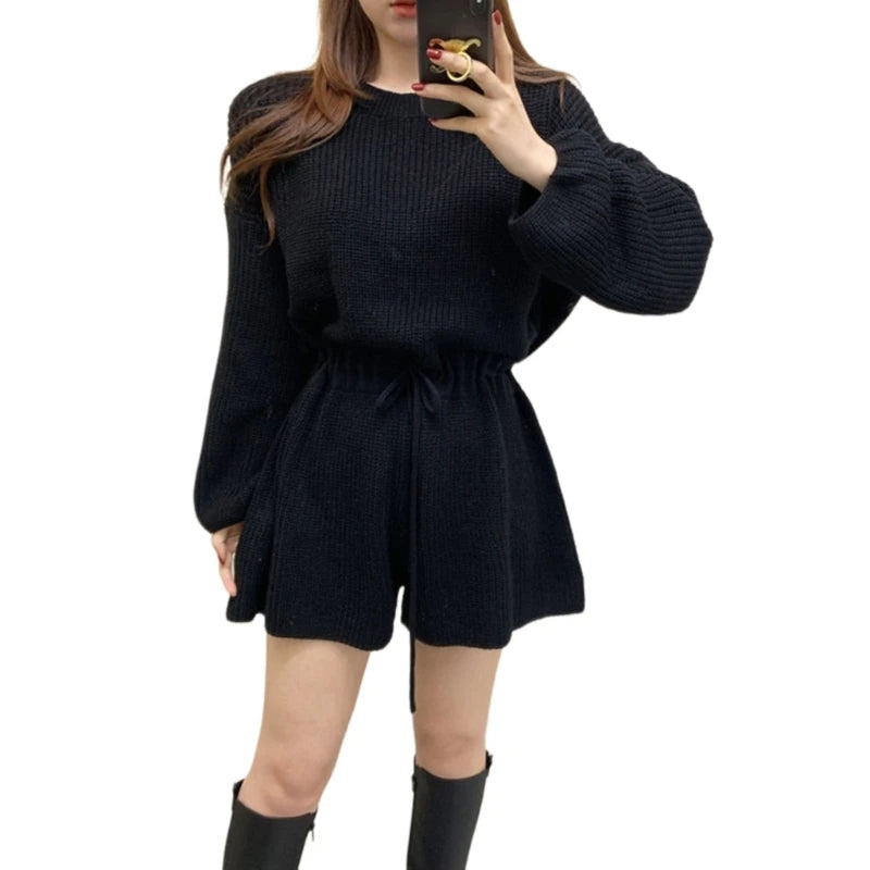 Trendy Women's Knit Jumpsuit with Long Sleeves