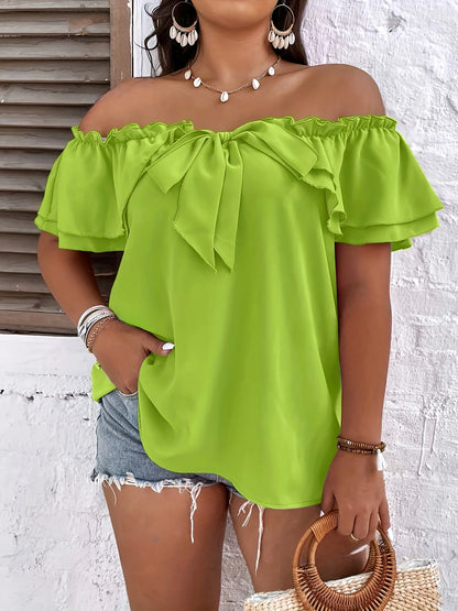 Cute Bownot Shoulderless Tops