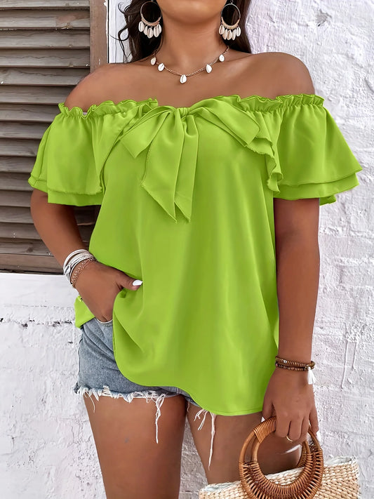 Cute Bownot Shoulderless Tops