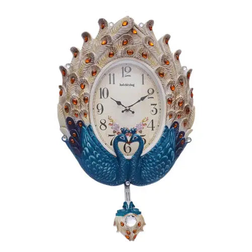 Peacock Wall Clock Large Watch Peacock Clock Decor Battery Powered Living Room