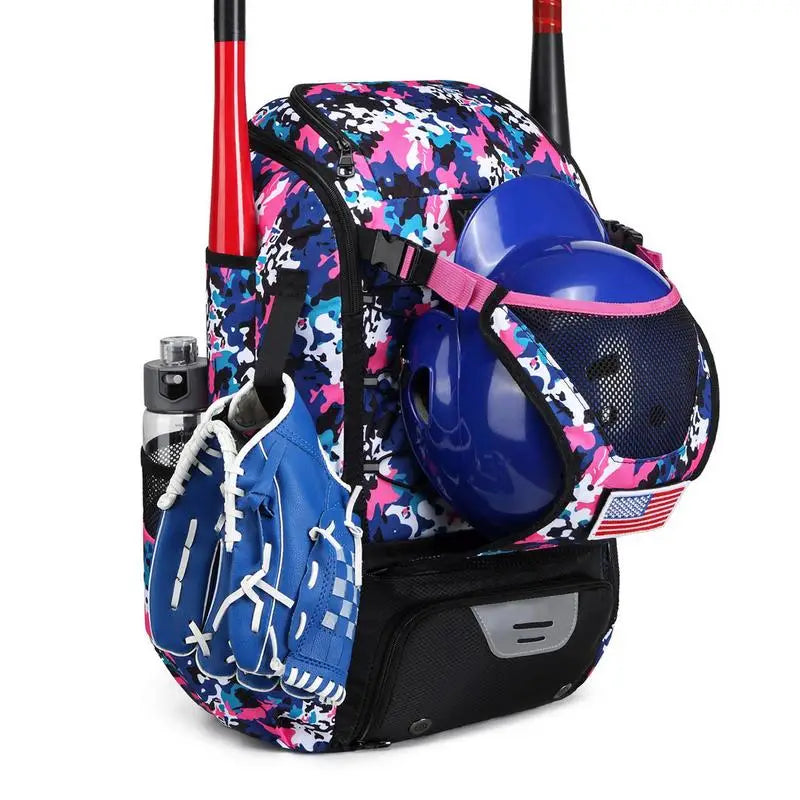 Softball Bag Baseball Backpack For Bat Gloves Holder Helmets Shoes Compartment