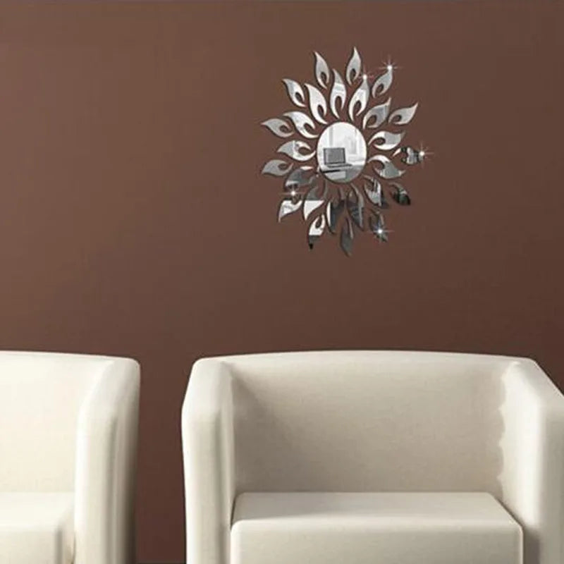 SunFlower Mirror Art Removable Wall Sticker