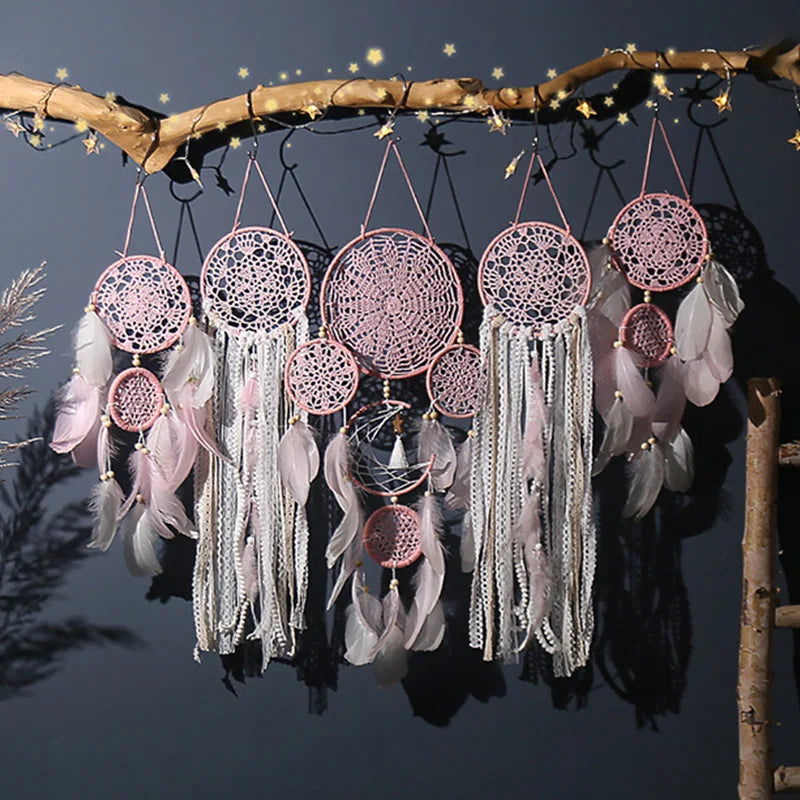 5pc Handmade Feathers Dream Catcher (no Light and Wood Stick)