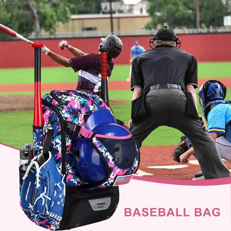 Softball Bag Baseball Backpack For Bat Gloves Holder Helmets Shoes Compartment