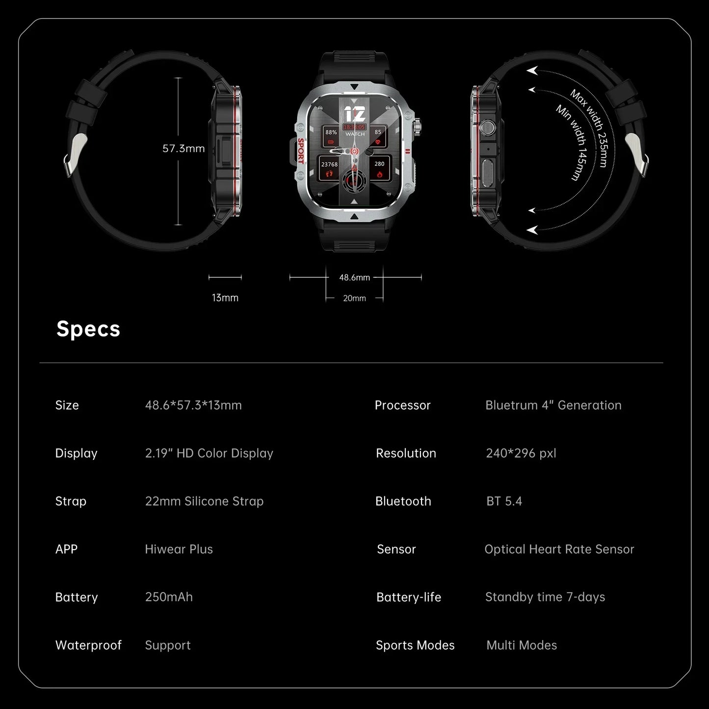 Waterproof Military Smartwatch