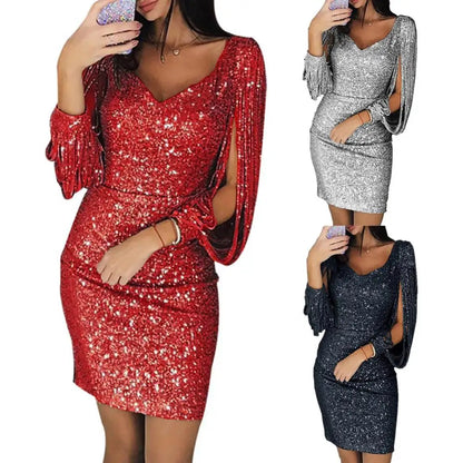 Women Mini Dress Glitter