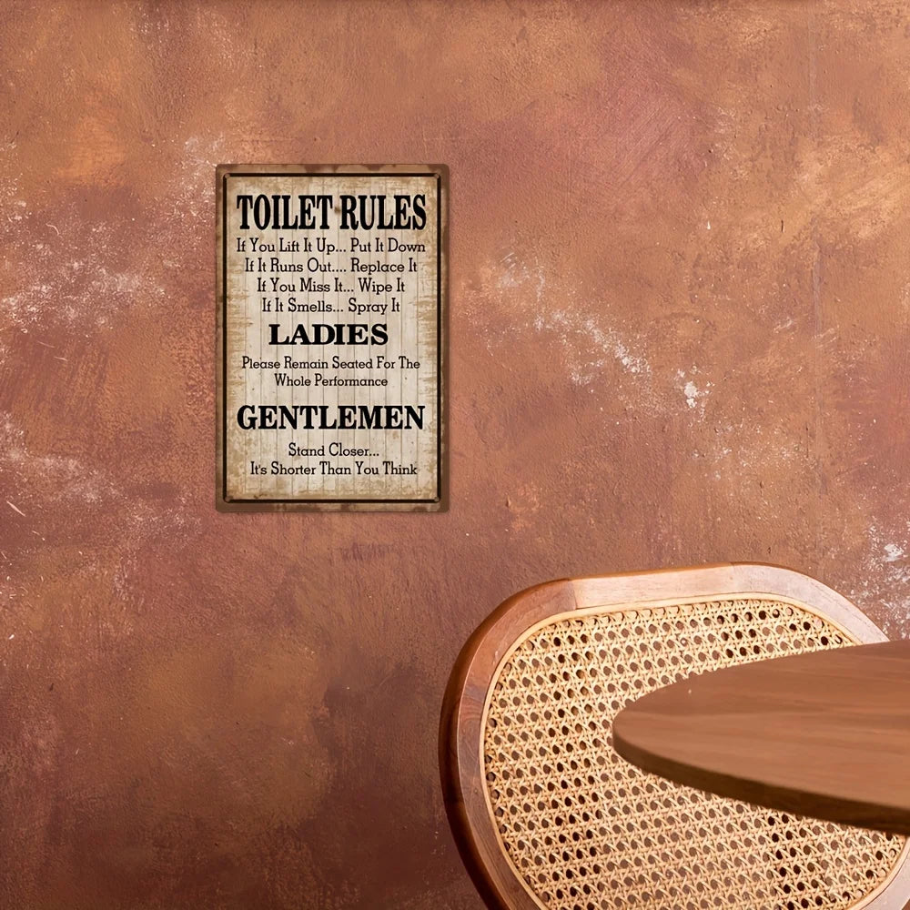 Vintage Plaque Iron  Bathroom Rules