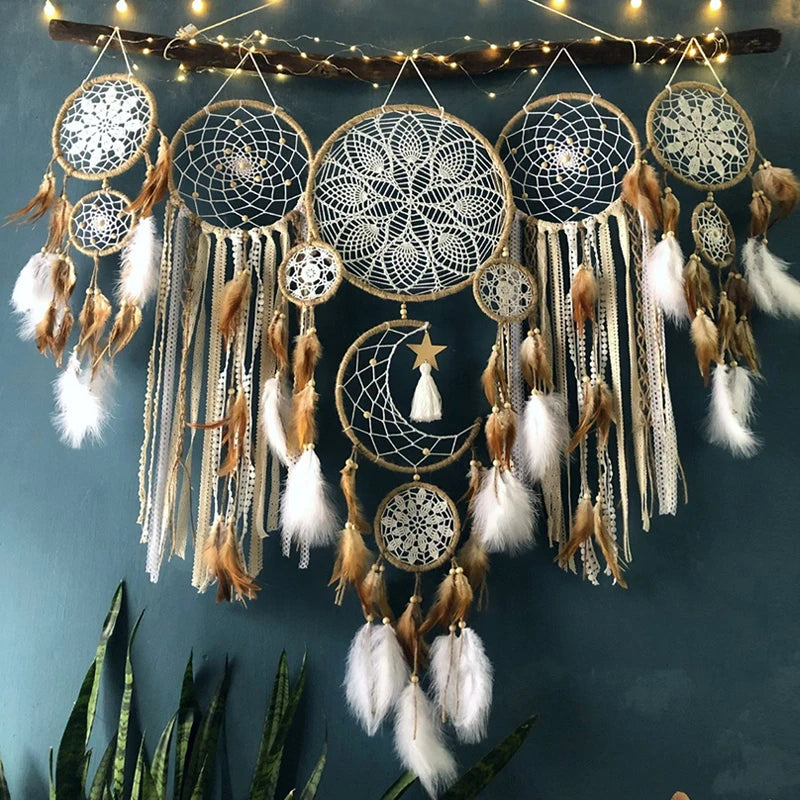 5pc Handmade Feathers Dream Catcher (no Light and Wood Stick)