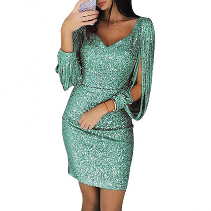 Women Mini Dress Glitter