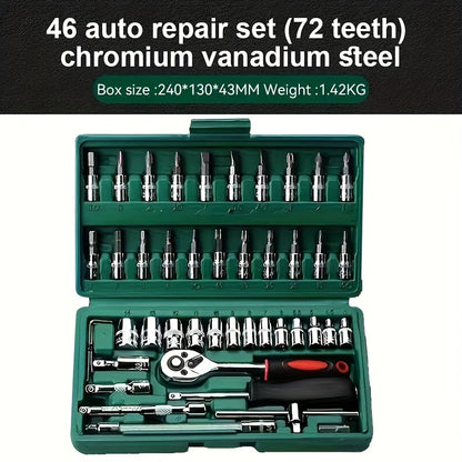 46pcs 1/4" Drive Wrench & Ratchet Set