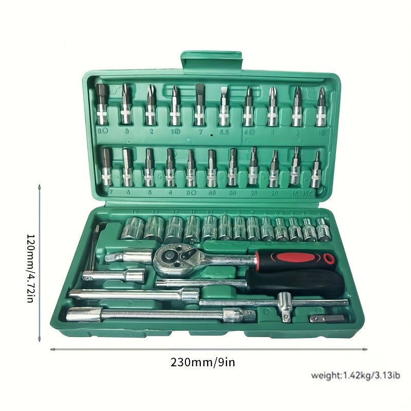 46pcs 1/4" Drive Wrench & Ratchet Set