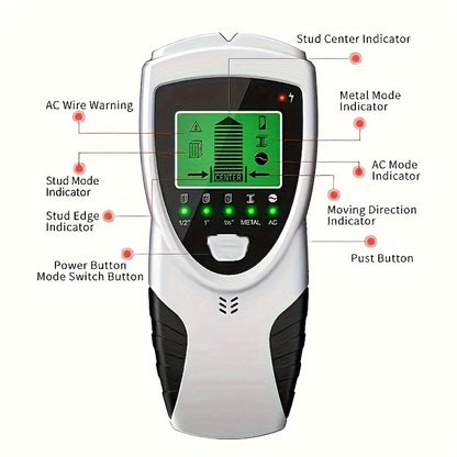 5-in-1 Stud Detector with HD LCD Display & Intelligent Microprocessor Chip