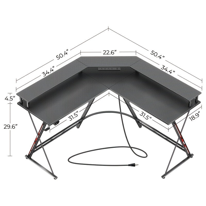 50.4" L-Shaped Gaming Desk