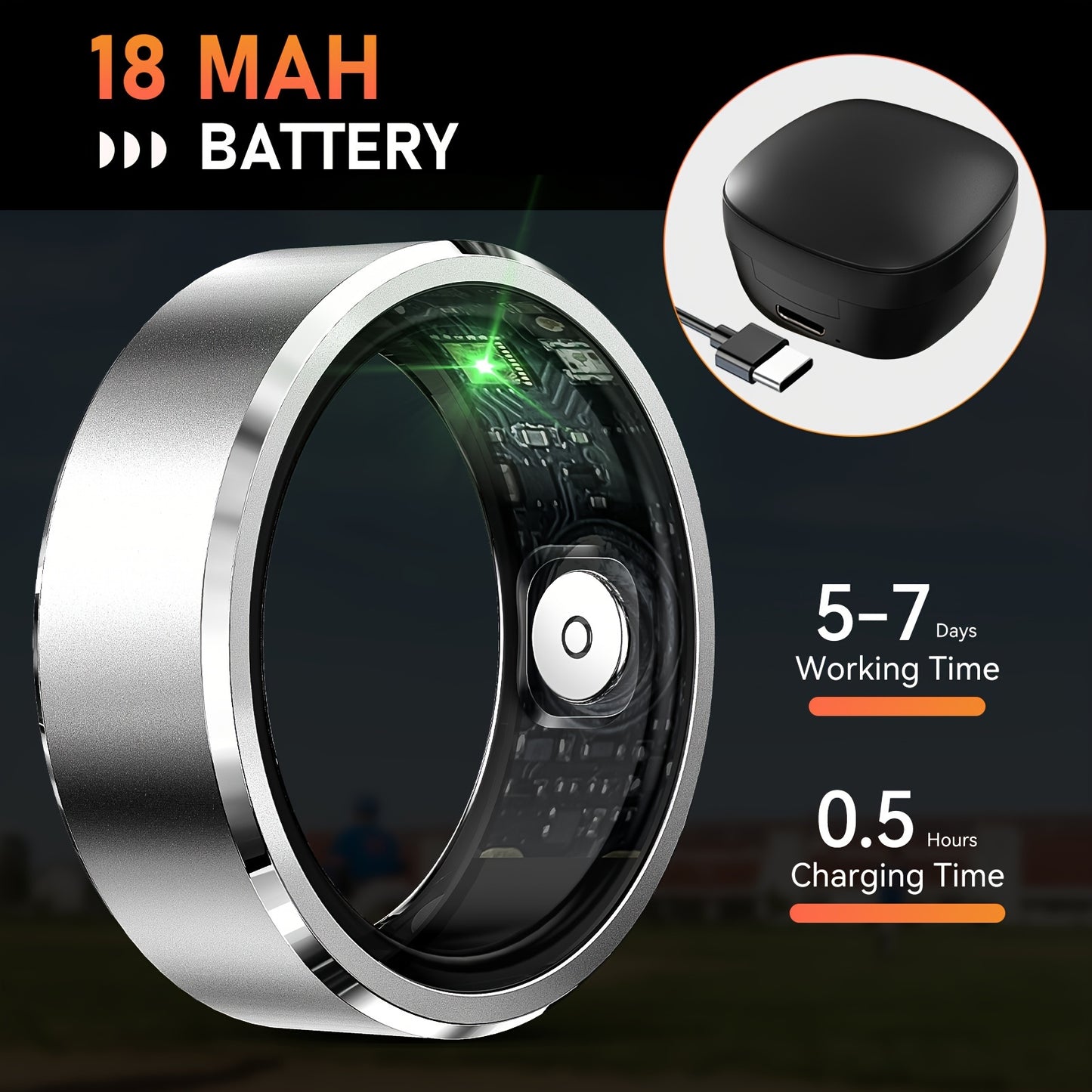 New R5 Smart Ring, Equipped with Charging Compartment