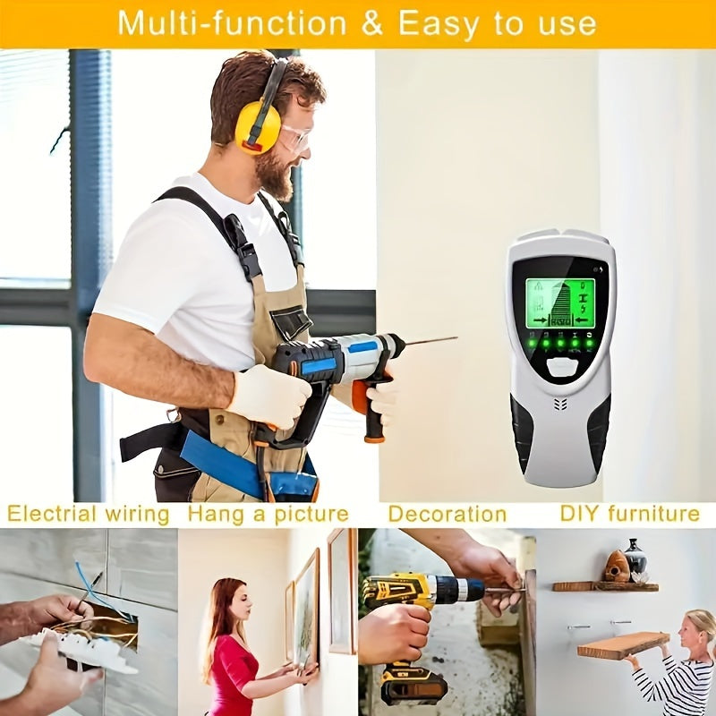 5-in-1 Stud Detector with HD LCD Display & Intelligent Microprocessor Chip