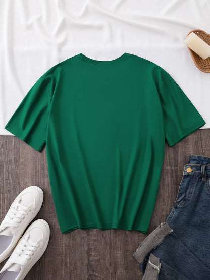 Gradient Hat Print Crew Neck T-shirt, Short Sleeve Casual Top For Summer & Spring, Women's Clothing