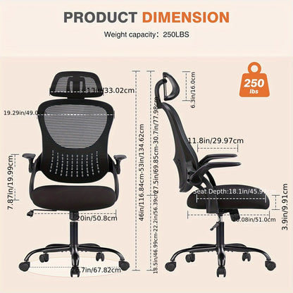 High-Back Mesh Office Chair with Adjustable Headrest