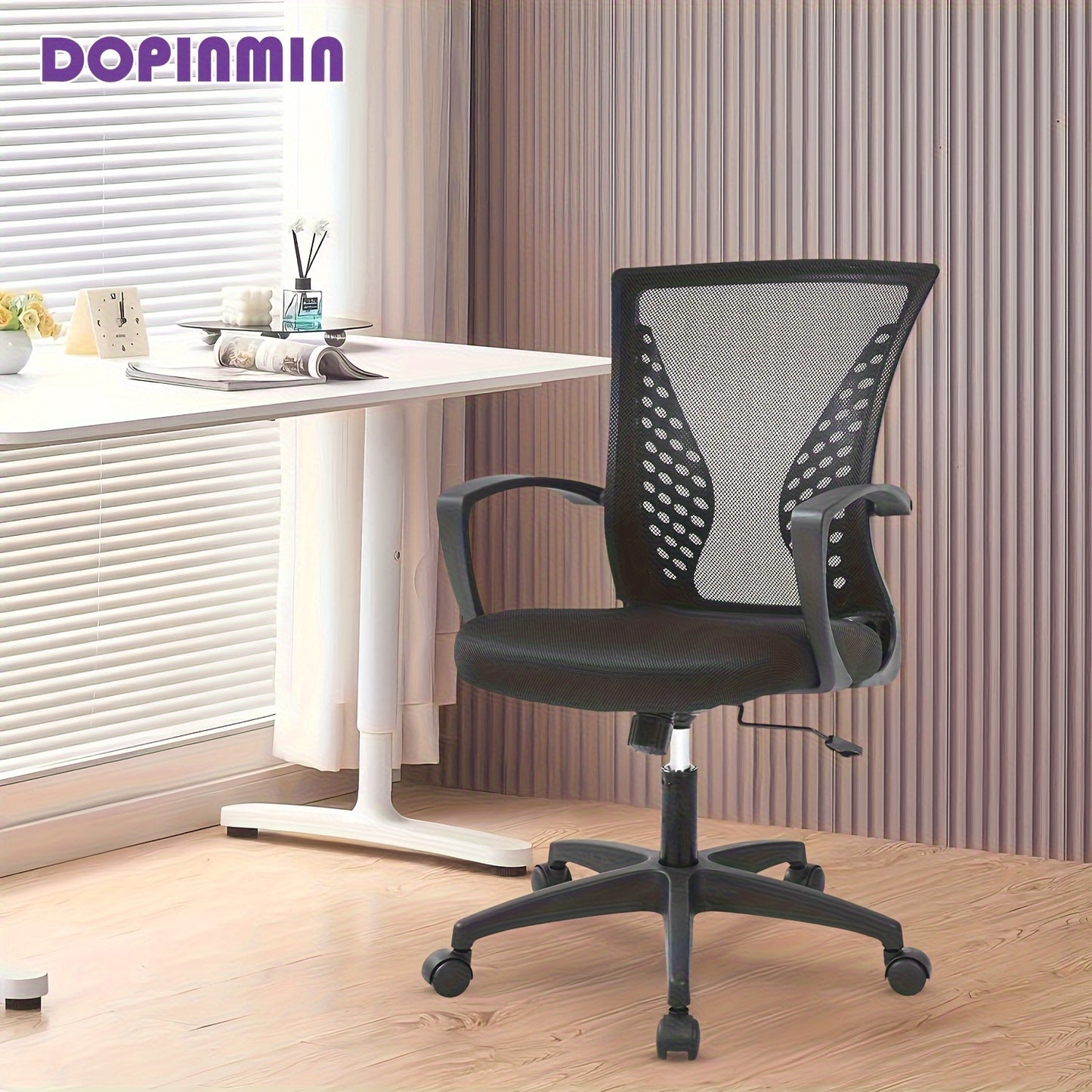 Ergonomic Mesh Chair With Adjustable Armrest & Swivel Rolling Function