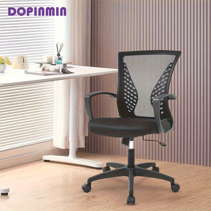 Ergonomic Mesh Chair With Adjustable Armrest & Swivel Rolling Function